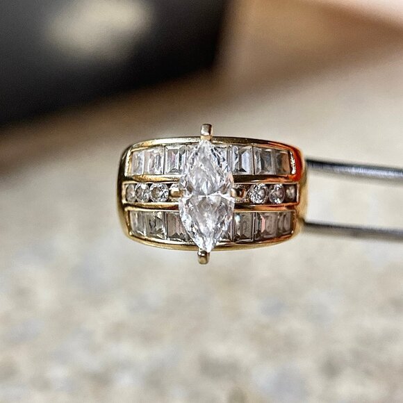 Layer Stackable Cz 925 Gold Vermeil Ring - Picture 3 of 11